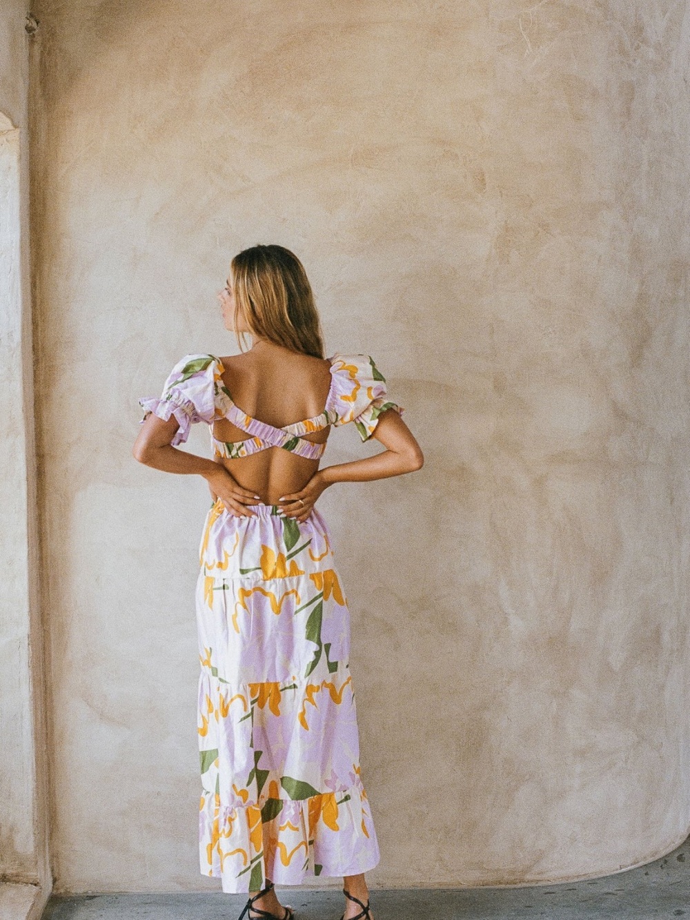 SABO- Floral Puff-Sleeve/ Off shoulder Maxi Dress - Women's - Picture 1 of 5